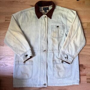 Denim&Co Cream Jean Jacket with Brown Collar